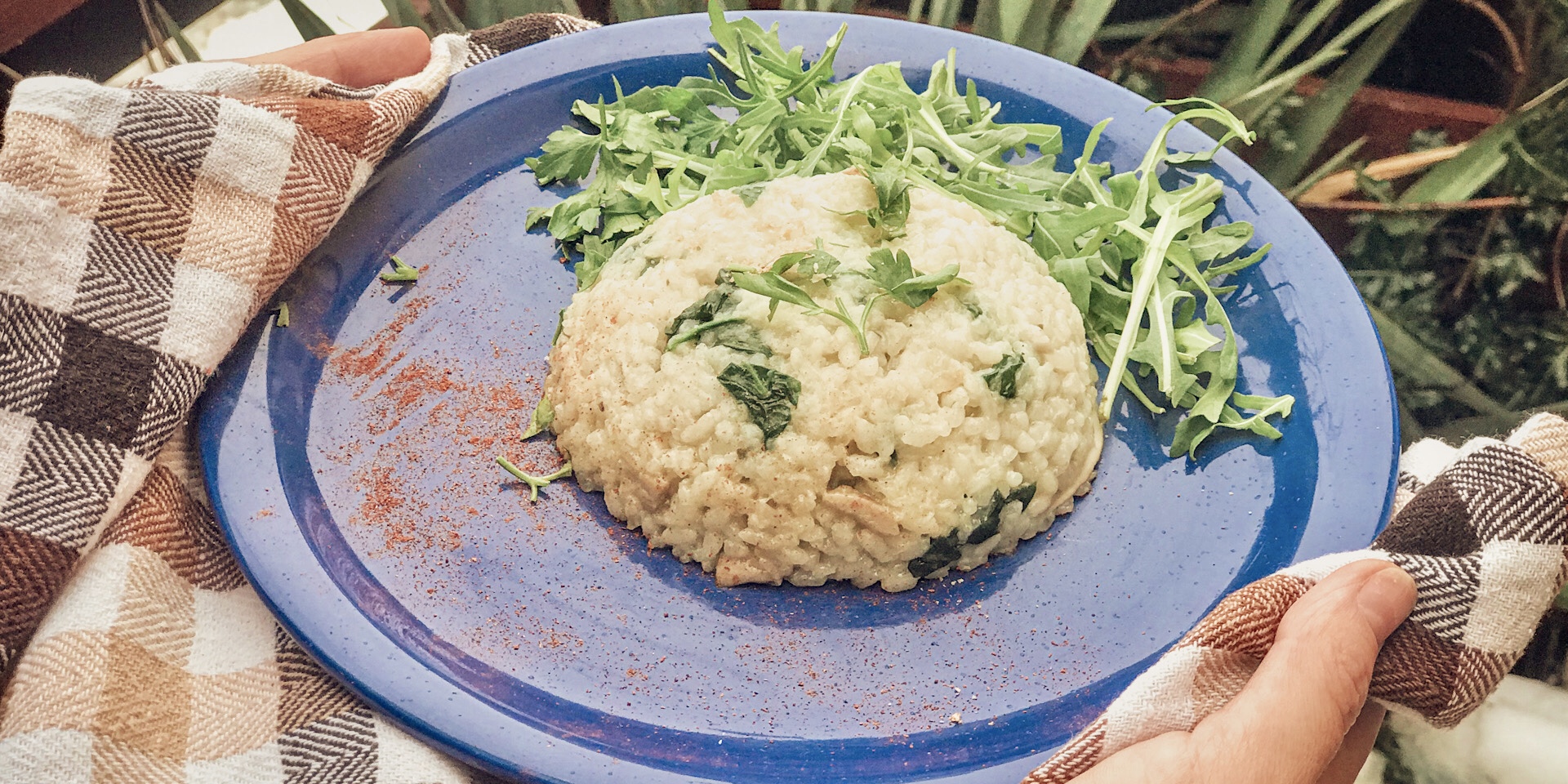 Risotto vegan cu ciuperci si spanac